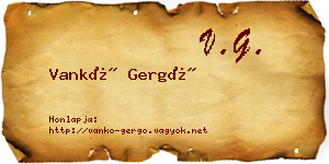 Vankó Gergő névjegykártya